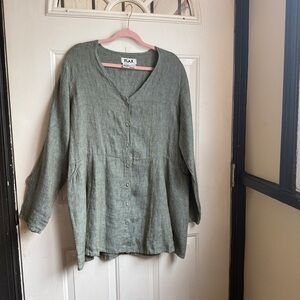 Flax 100% linen Women's Button-Down Tunic Top